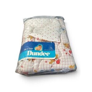 Vintage NEW Dundee Teddy Bear Toys comforter crib blanket 35x45